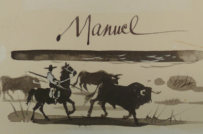 Pierre-Yves TREMOIS : Manuel face aux taureaux, Dessin original (photo de détail 4) - Crédit photo : Galerie Art.Paris