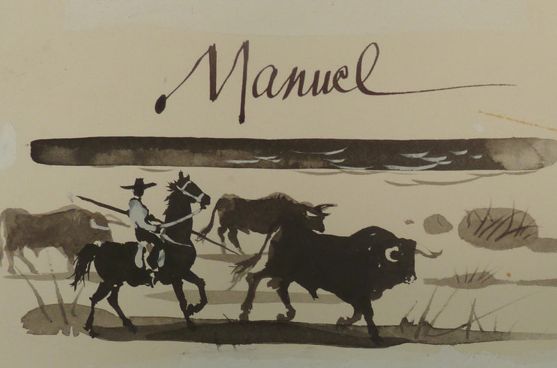 Pierre-Yves TREMOIS : Manuel face aux taureaux, Dessin original (photo de détail 4) - Crédit photo : Galerie Art.Paris
