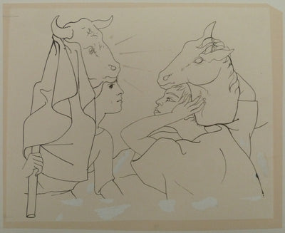 Pierre-Yves TREMOIS : Têtes d'animaux, Dessin original (vue générale) - Crédit photo : Galerie Art.Paris