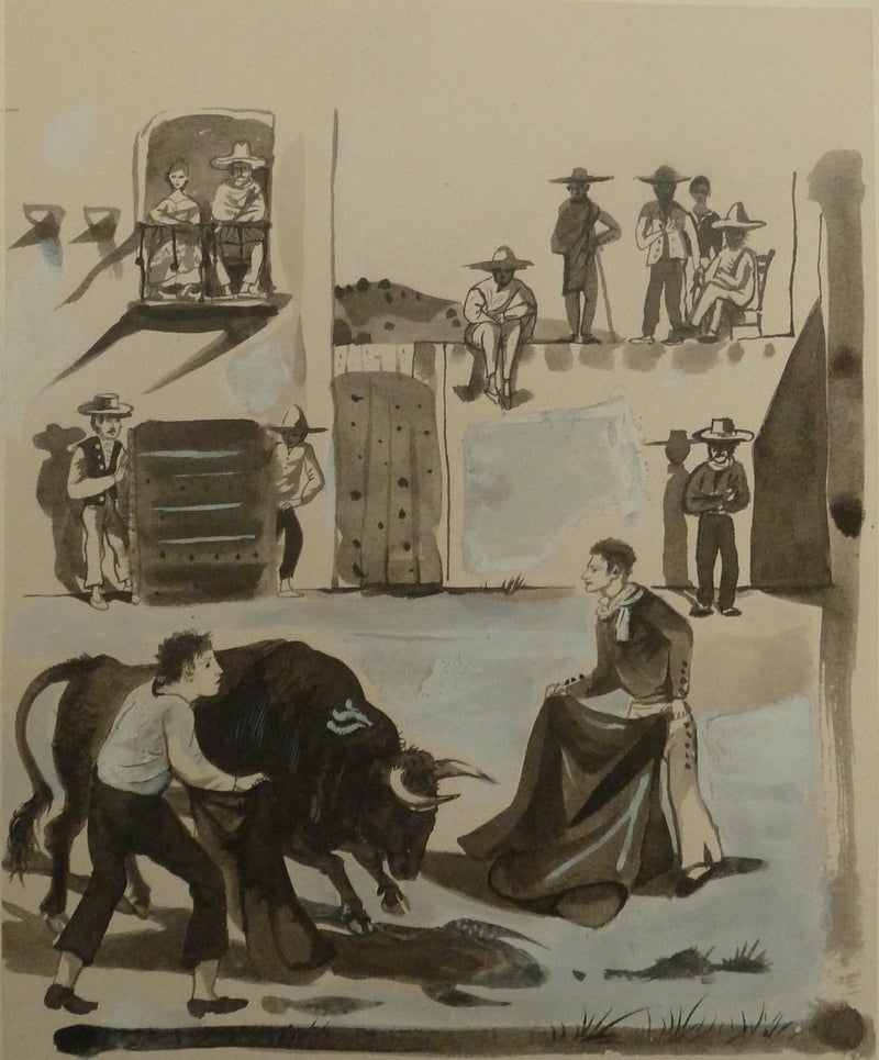 Pierre-Yves TREMOIS : Spectacle de corrida, Dessin original (vue générale) - Crédit photo : Galerie Art.Paris