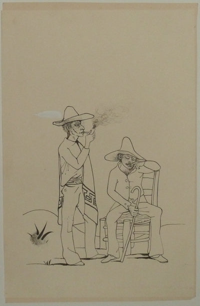 Pierre-Yves TREMOIS : Le fumeur de pipe, Dessin original (vue générale) - Crédit photo : Galerie Art.Paris