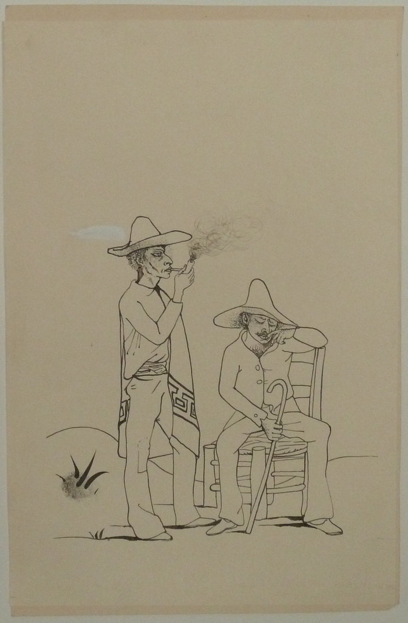 Pierre-Yves TREMOIS : Le fumeur de pipe, Dessin original (vue générale) - Crédit photo : Galerie Art.Paris