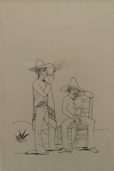 Pierre-Yves TREMOIS : Le fumeur de pipe, Dessin original (photo de détail 3) - Crédit photo : Galerie Art.Paris