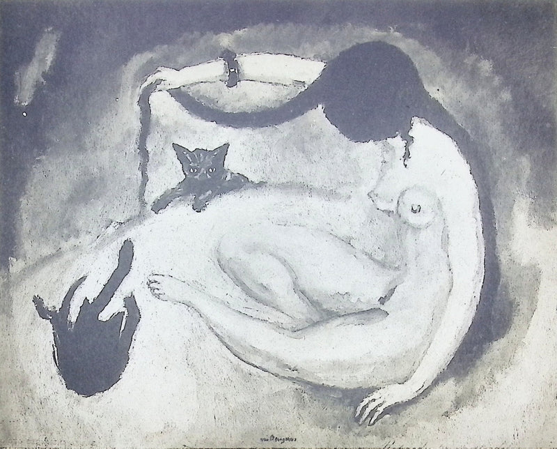 Kees VAN DONGEN : Jeune fille nue et ses chats, Gravure originale (photo de détail 2) - Crédit photo : Galerie Art.Paris