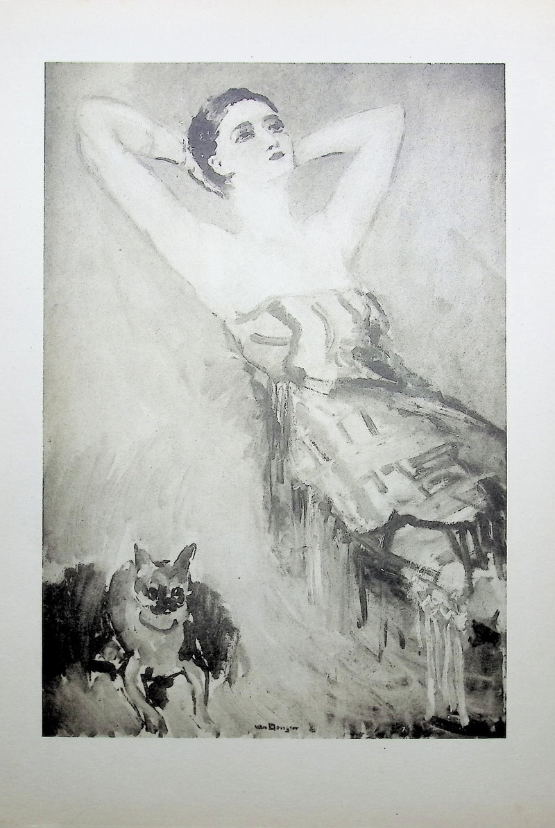 Kees VAN DONGEN : Jeune femme et son chien, Gravure originale (vue générale) - Crédit photo : Galerie Art.Paris