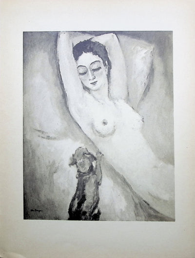 Kees VAN DONGEN : Modèle nu et le petit chien, Gravure originale (vue générale) - Crédit photo : Galerie Art.Paris