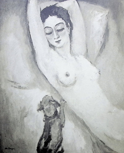 Kees VAN DONGEN : Modèle nu et le petit chien, Gravure originale (photo de détail 2) - Crédit photo : Galerie Art.Paris