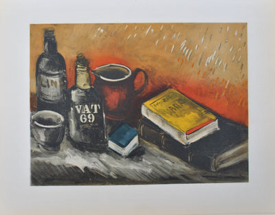 Maurice DE VLAMINCK : Nature morte au whisky, Lithographie originale (vue générale) - Crédit photo : Galerie Art.Paris