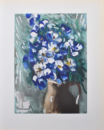 Maurice DE VLAMINCK : Les Delphiniums, Lithographie originale (vue générale) - Crédit photo : Galerie Art.Paris