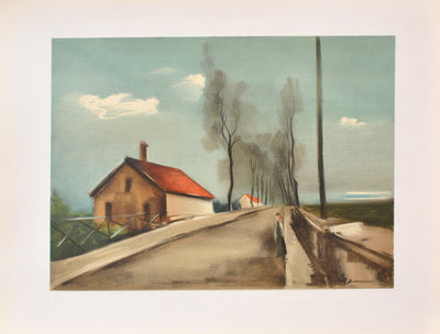 Maurice DE VLAMINCK : La route de Brezolles, Lithographie originale (vue générale) - Crédit photo : Galerie Art.Paris