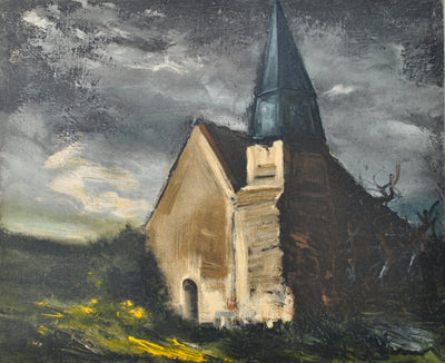 Maurice DE VLAMINCK : L'église de St Lubin de Cravant, Lithographie originale (photo de détail 3) - Crédit photo : Galerie Art.Paris