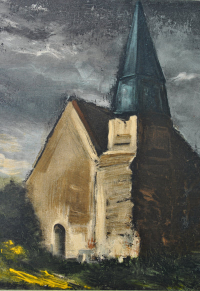 Maurice DE VLAMINCK : L'église de St Lubin de Cravant, Lithographie originale (photo de détail 4) - Crédit photo : Galerie Art.Paris