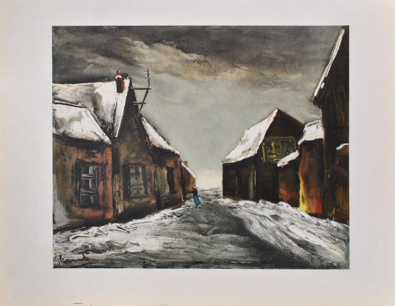 Maurice DE VLAMINCK : Allainville sous la neige, Lithographie originale (vue générale) - Crédit photo : Galerie Art.Paris