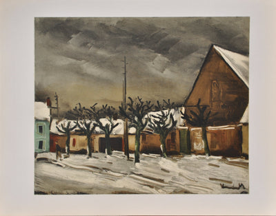 Maurice DE VLAMINCK : Les tilleuls sous la neige, Lithographie originale (vue générale) - Crédit photo : Galerie Art.Paris