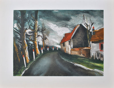 Maurice DE VLAMINCK : La route de Longny, Lithographie originale (vue générale) - Crédit photo : Galerie Art.Paris