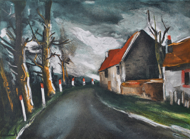 Maurice DE VLAMINCK : La route de Longny, Lithographie originale (photo de détail 2) - Crédit photo : Galerie Art.Paris