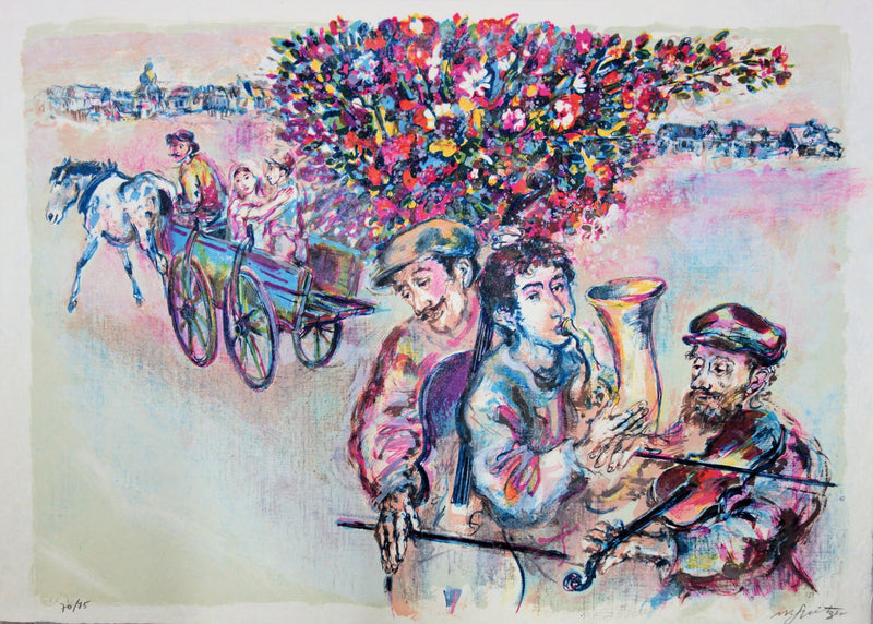 Walter SPITZER : Le mariage juif, Lithographie originale (vue générale) - Crédit photo : Galerie Art.Paris