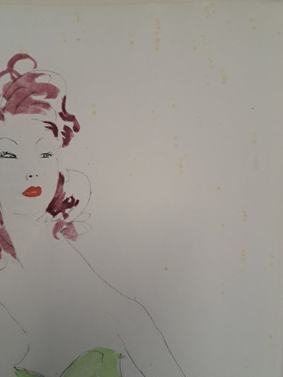 Jean-Gabriel DOMERGUE: Young woman with a bustier, Original engraving