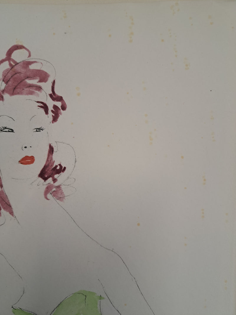 Jean-Gabriel DOMERGUE: Young woman with a bustier, Original engraving