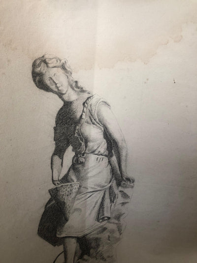 M. GUILLAUME : Portrait féminin du XIXe siècle, Dessin original signé