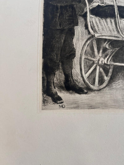 Marcelin DESBOUTIN : Mère et enfant, Gravure originale signée