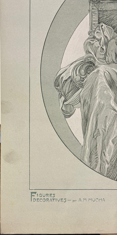 Alphonse MUCHA : Muse pensive, Lithographie originale