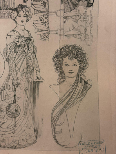 Alphonse MUCHA : Féminité aux fleurs, Lithographie originale
