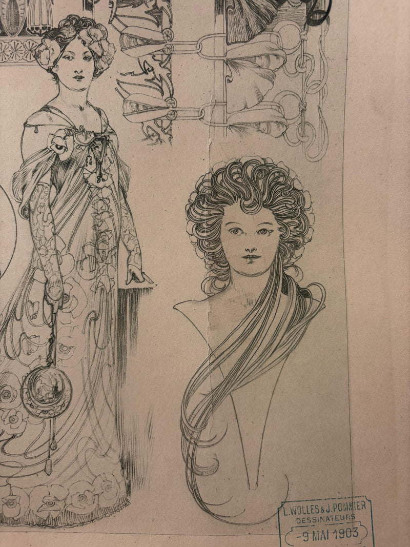 Alphonse MUCHA : Féminité aux fleurs, Lithographie originale