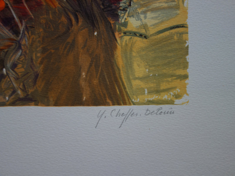 Yvonne CHEFFER DELOUIS : Lecture au salon, Lithographie originale (photo de détail 4) - Crédit photo : Galerie Art.Paris
