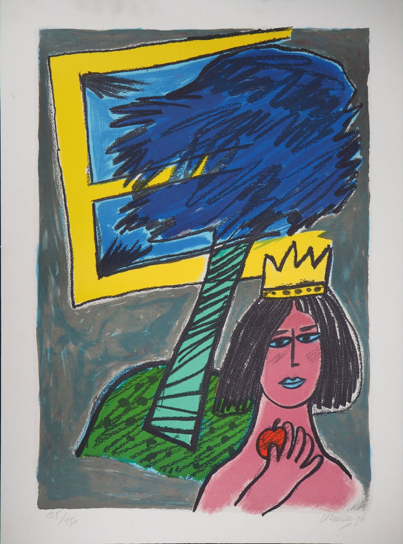 Guillaume CORNEILLE : La reine à la pomme, Lithographie originale signée