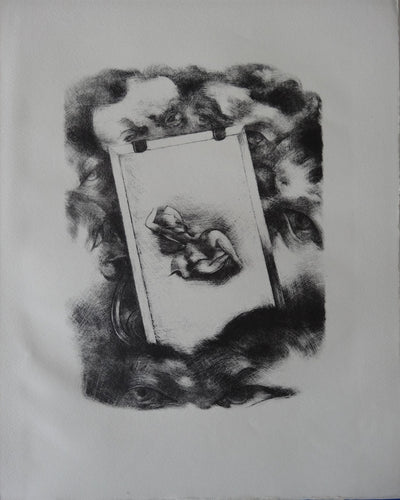 Yves ALIX : Sous surveillance (Barbe), Lithographie originale (vue générale) - Crédit photo : Galerie Art.Paris