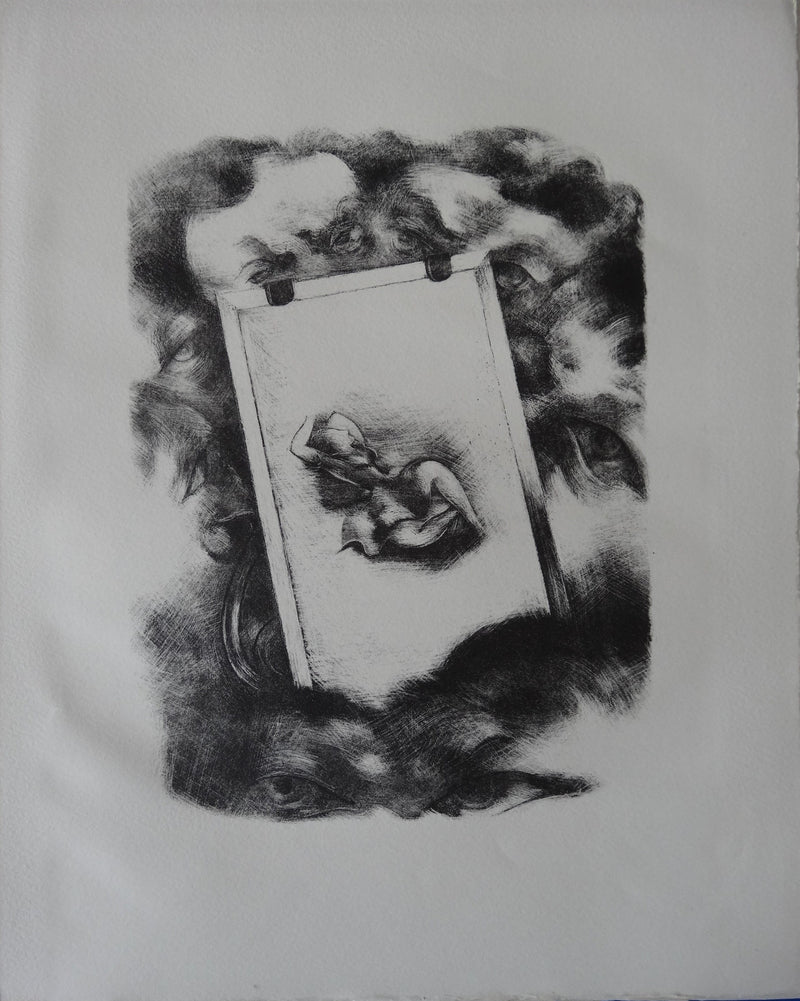 Yves ALIX : Sous surveillance (Barbe), Lithographie originale (vue générale) - Crédit photo : Galerie Art.Paris