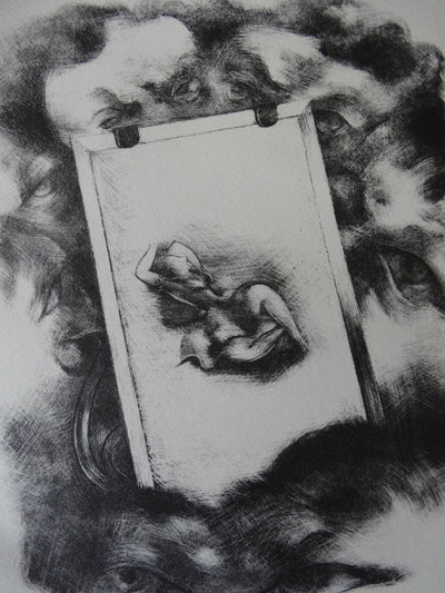 Yves ALIX : Sous surveillance (Barbe), Lithographie originale (photo de détail 2) - Crédit photo : Galerie Art.Paris