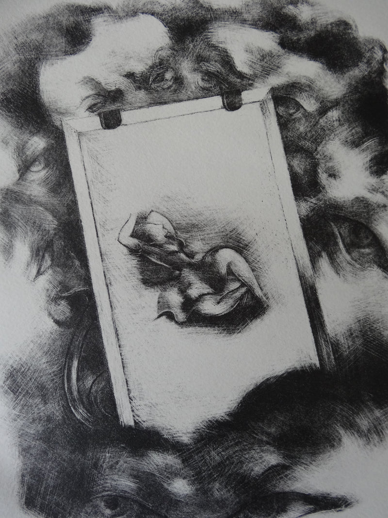 Yves ALIX : Sous surveillance (Barbe), Lithographie originale (photo de détail 2) - Crédit photo : Galerie Art.Paris