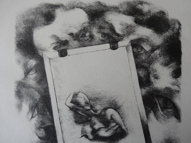 Yves ALIX : Sous surveillance (Barbe), Lithographie originale (photo de détail 3) - Crédit photo : Galerie Art.Paris