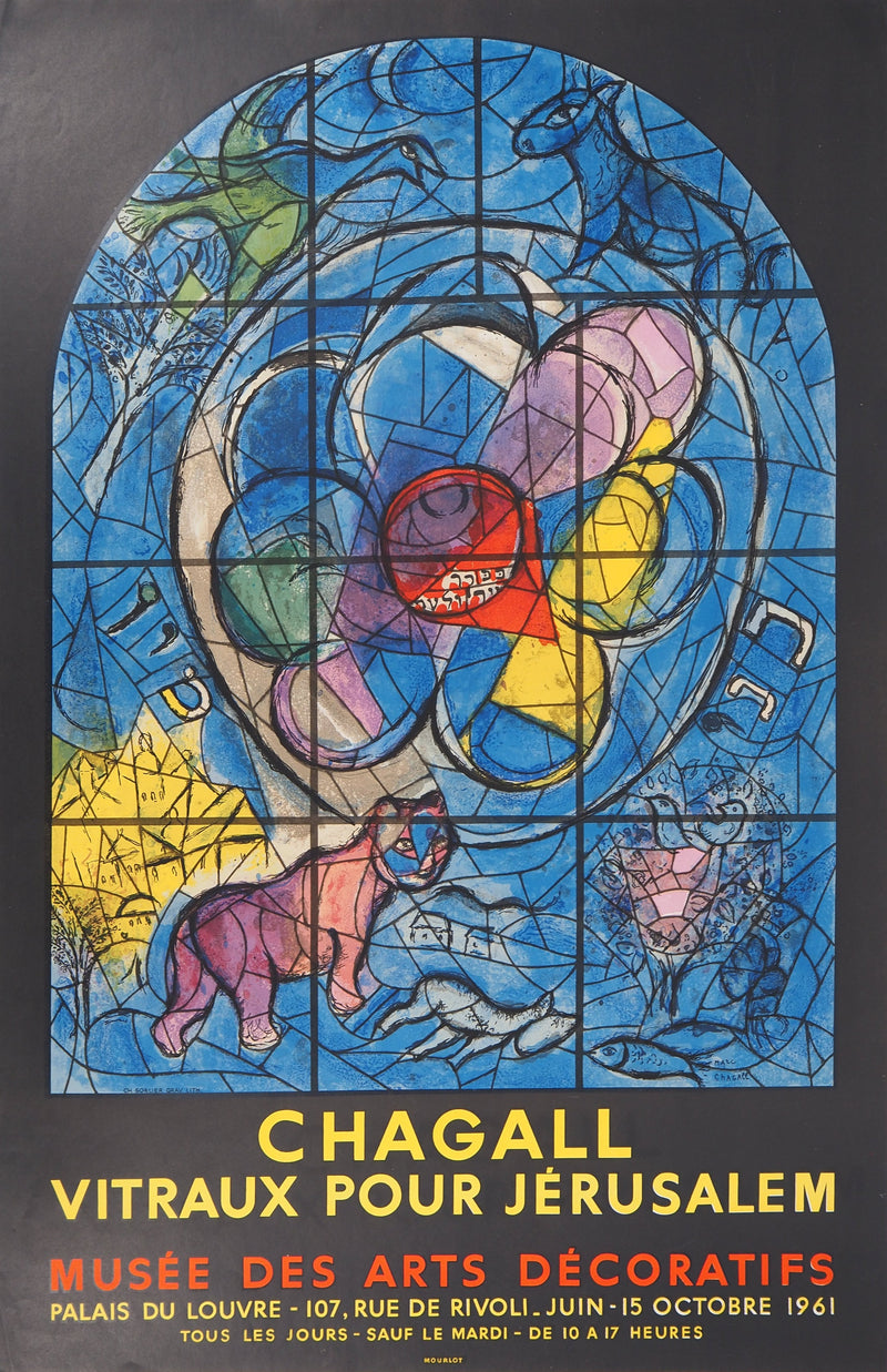 Marc CHAGALL : Vitraux de Jérusalem, Tribu de Benjamin, Affiche originale (vue générale) - Crédit photo : Galerie Art.Paris