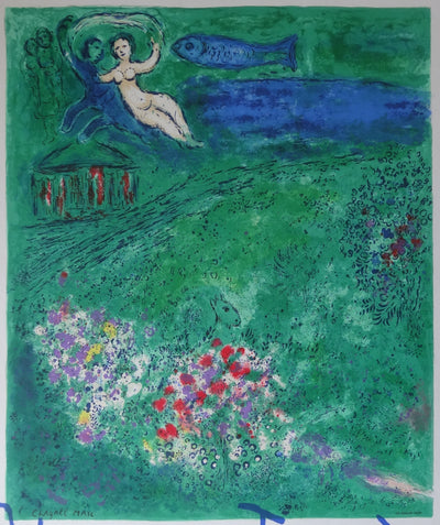 Marc CHAGALL : Daphnis et Chloé, le Verger de l'amour, Affiche originale (photo de détail 2) - Crédit photo : Galerie Art.Paris