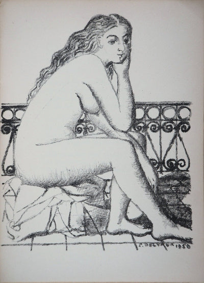Paul DELVAUX : Nu pensi, Lithographie originale (vue générale) - Crédit photo : Galerie Art.Paris