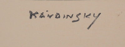 Vassily KANDINSKY : Composition en bleu et rouge, Bois gravé signé