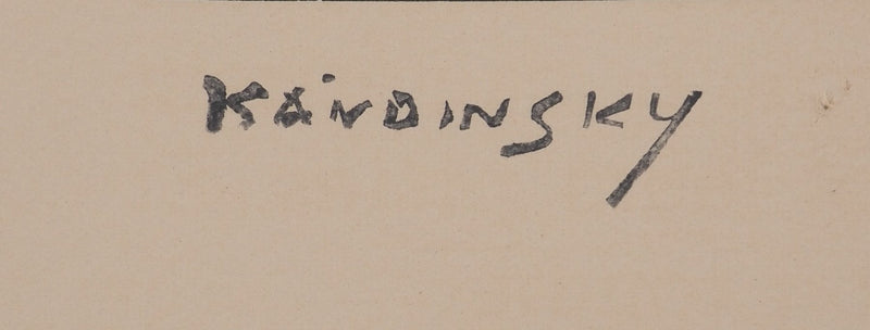 Vassily KANDINSKY : Composition en bleu et rouge, Bois gravé signé