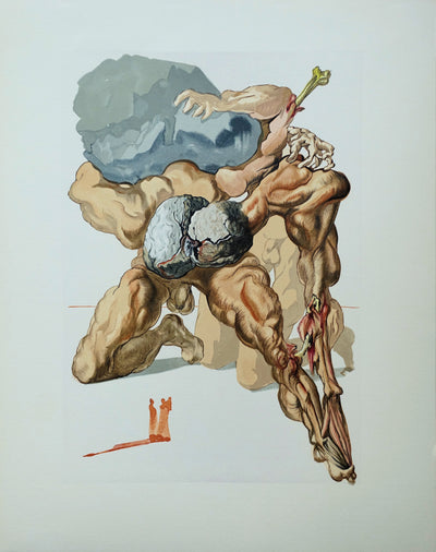 Salvador DALI : Divine Comédie, Enfer 7, Les avares et les prodigues, Gravure sur bois originale (vue générale) - Crédit photo : Galerie Art.Paris