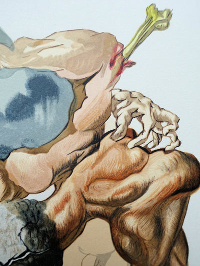Salvador DALI : Divine Comédie, Enfer 7, Les avares et les prodigues, Gravure sur bois originale (photo de détail 5) - Crédit photo : Galerie Art.Paris