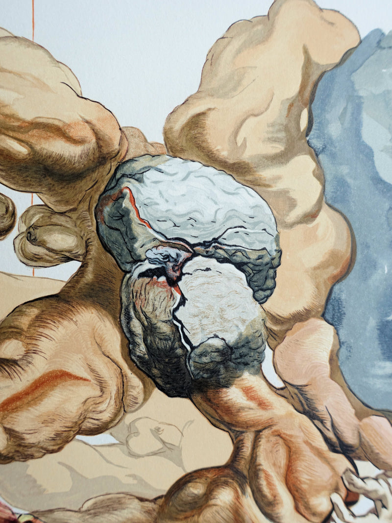 Salvador DALI : Divine Comédie, Enfer 7, Les avares et les prodigues, Gravure sur bois originale (photo de détail 6) - Crédit photo : Galerie Art.Paris