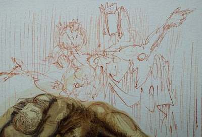 Salvador DALI : Divine Comédie, Enfer 8, Les coléreux, Gravure sur bois originale (photo de détail 4) - Crédit photo : Galerie Art.Paris