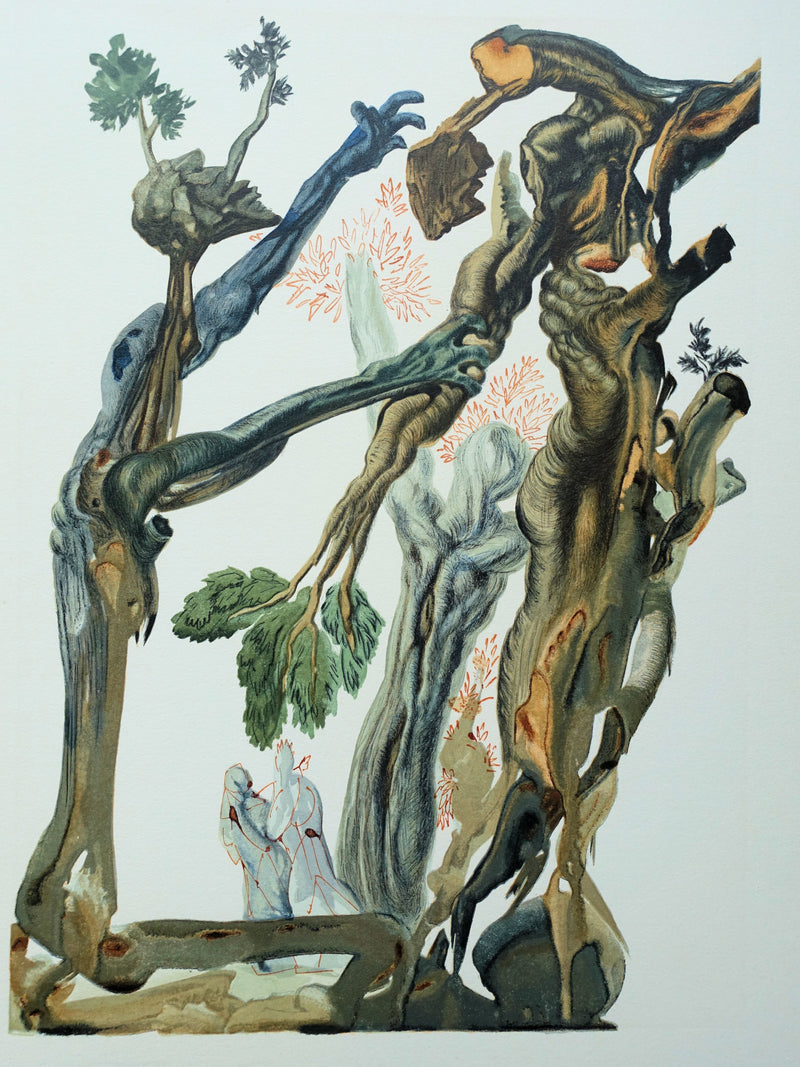 Salvador DALI : Divine Comédie, Enfer 13, La forêt des suicidés, Gravure sur bois originale (photo de détail 2) - Crédit photo : Galerie Art.Paris