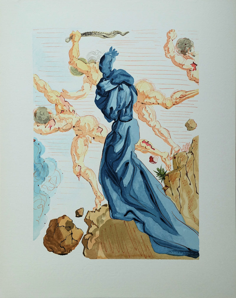Salvador DALI : Divine Comédie, Enfer 15, Les margelles de Phlégéthon, Gravure sur bois originale (vue générale) - Crédit photo : Galerie Art.Paris
