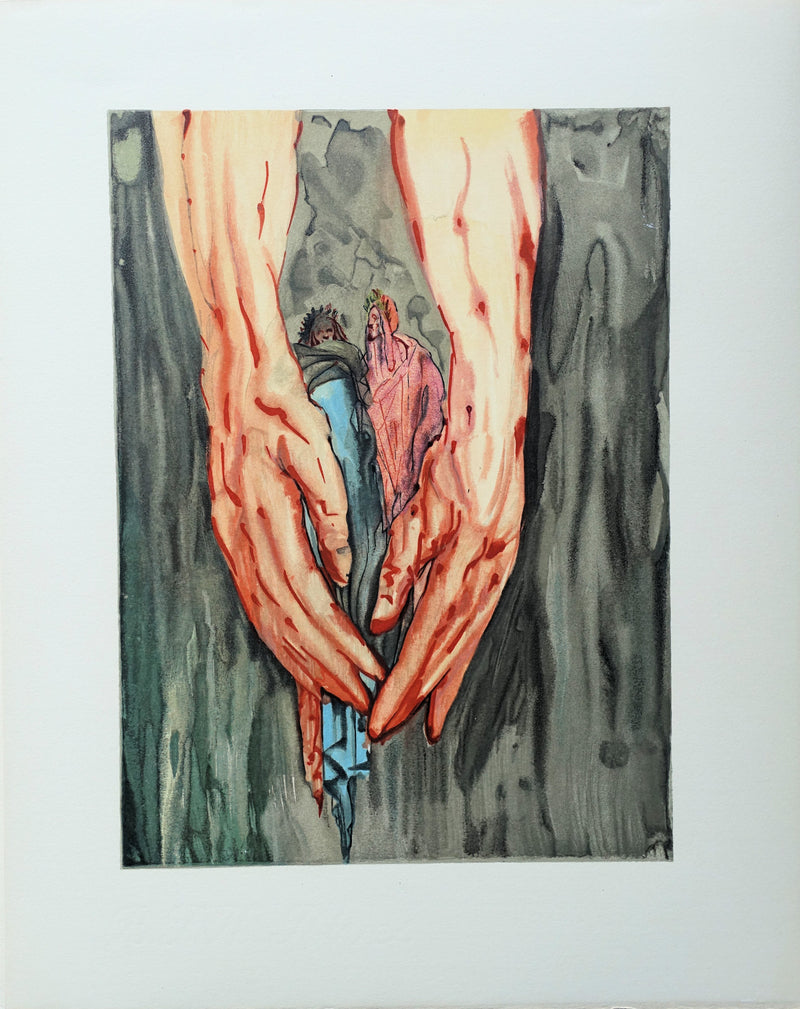 Salvador DALI : Divine Comédie, Enfer 16, La montée de Géryon, Gravure sur bois originale (vue générale) - Crédit photo : Galerie Art.Paris