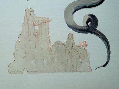 Salvador DALI : Divine Comédie, Enfer 17, Les usuriers, Gravure sur bois originale (photo de détail 4) - Crédit photo : Galerie Art.Paris
