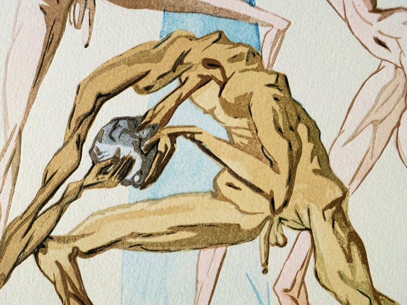 Salvador DALI : Divine Comédie, Enfer 19, Les simoniaques, Gravure sur bois originale (photo de détail 4) - Crédit photo : Galerie Art.Paris