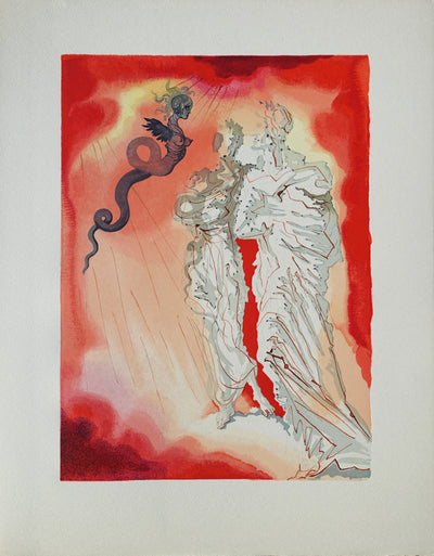Salvador DALI : Divine Comédie, Enfer 21, Le Diable noir, Gravure sur bois originale (vue générale) - Crédit photo : Galerie Art.Paris